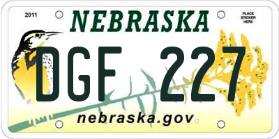 NE license plate DGF227