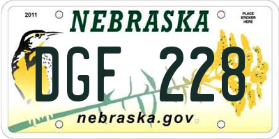 NE license plate DGF228