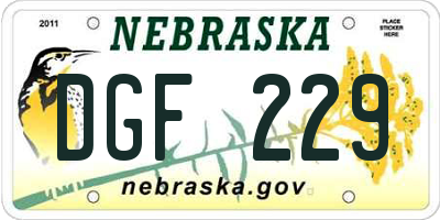 NE license plate DGF229