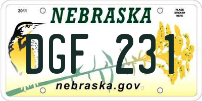 NE license plate DGF231