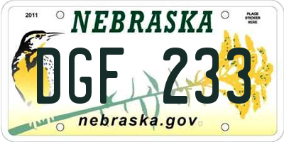 NE license plate DGF233