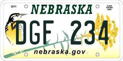 NE license plate DGF234