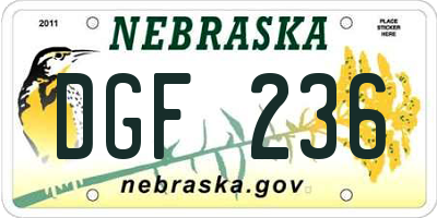 NE license plate DGF236