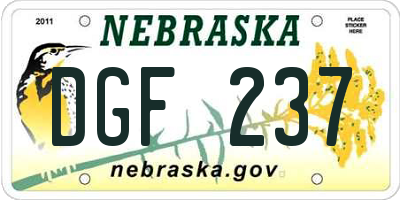 NE license plate DGF237