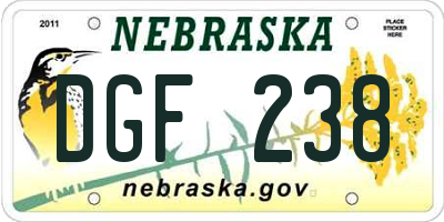 NE license plate DGF238