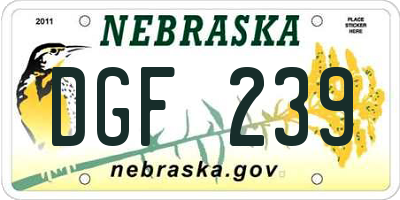 NE license plate DGF239