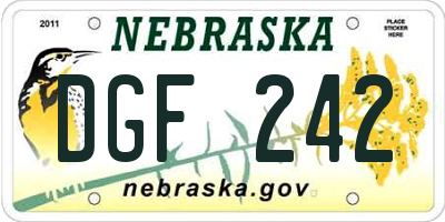 NE license plate DGF242