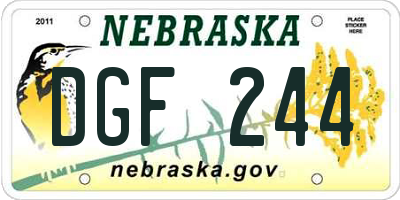 NE license plate DGF244