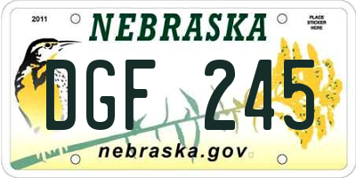 NE license plate DGF245