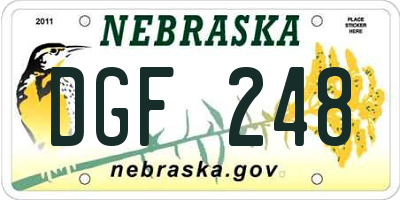 NE license plate DGF248