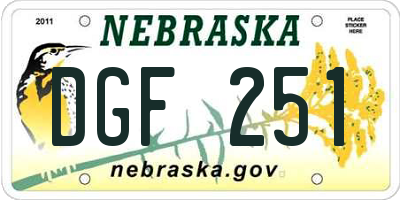 NE license plate DGF251