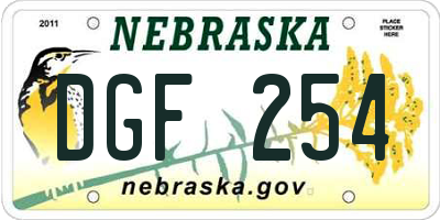 NE license plate DGF254