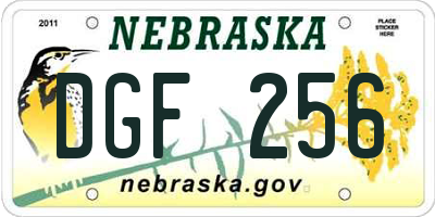 NE license plate DGF256