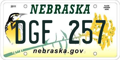 NE license plate DGF257