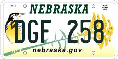 NE license plate DGF258