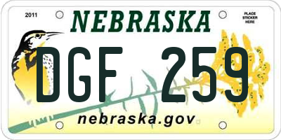 NE license plate DGF259