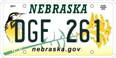 NE license plate DGF261
