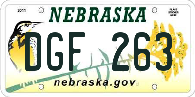 NE license plate DGF263
