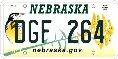 NE license plate DGF264