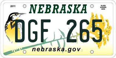 NE license plate DGF265