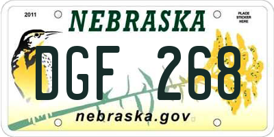 NE license plate DGF268