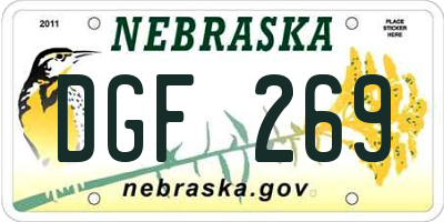 NE license plate DGF269