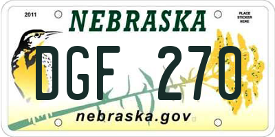 NE license plate DGF270