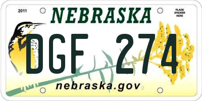 NE license plate DGF274
