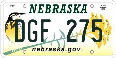 NE license plate DGF275