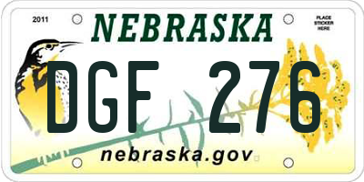 NE license plate DGF276