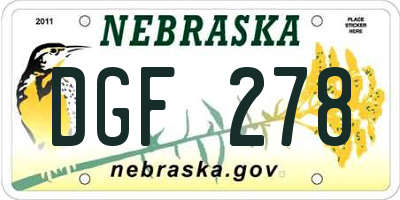 NE license plate DGF278