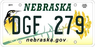 NE license plate DGF279
