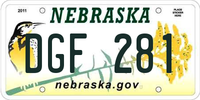 NE license plate DGF281