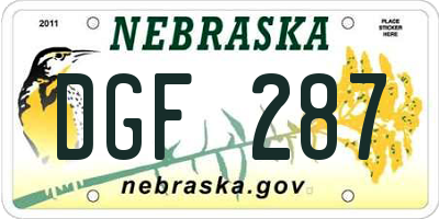 NE license plate DGF287