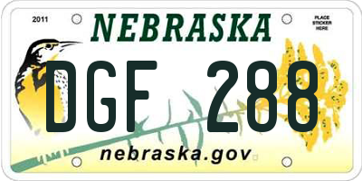 NE license plate DGF288