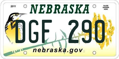 NE license plate DGF290