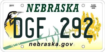 NE license plate DGF292