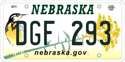NE license plate DGF293