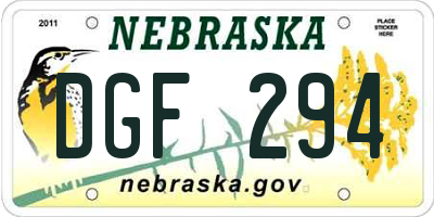 NE license plate DGF294