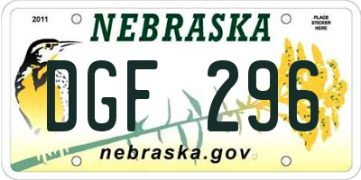 NE license plate DGF296