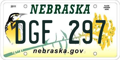 NE license plate DGF297