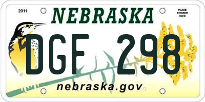 NE license plate DGF298