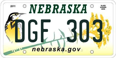 NE license plate DGF303