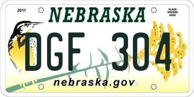 NE license plate DGF304