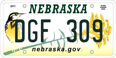 NE license plate DGF309