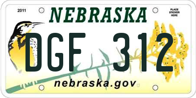 NE license plate DGF312