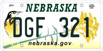 NE license plate DGF321