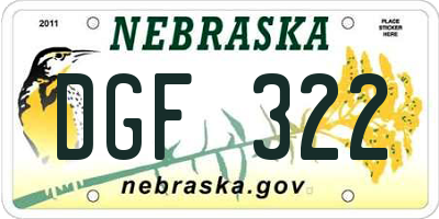 NE license plate DGF322