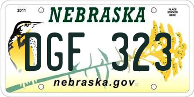 NE license plate DGF323