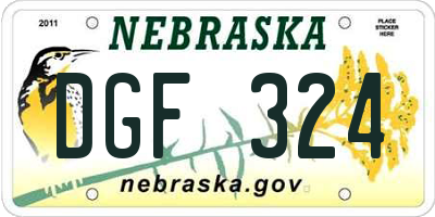 NE license plate DGF324